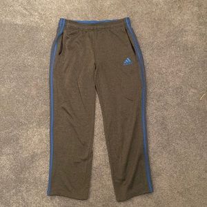 Adidas Track Pants - Gray w/ Blue Stripes Size L